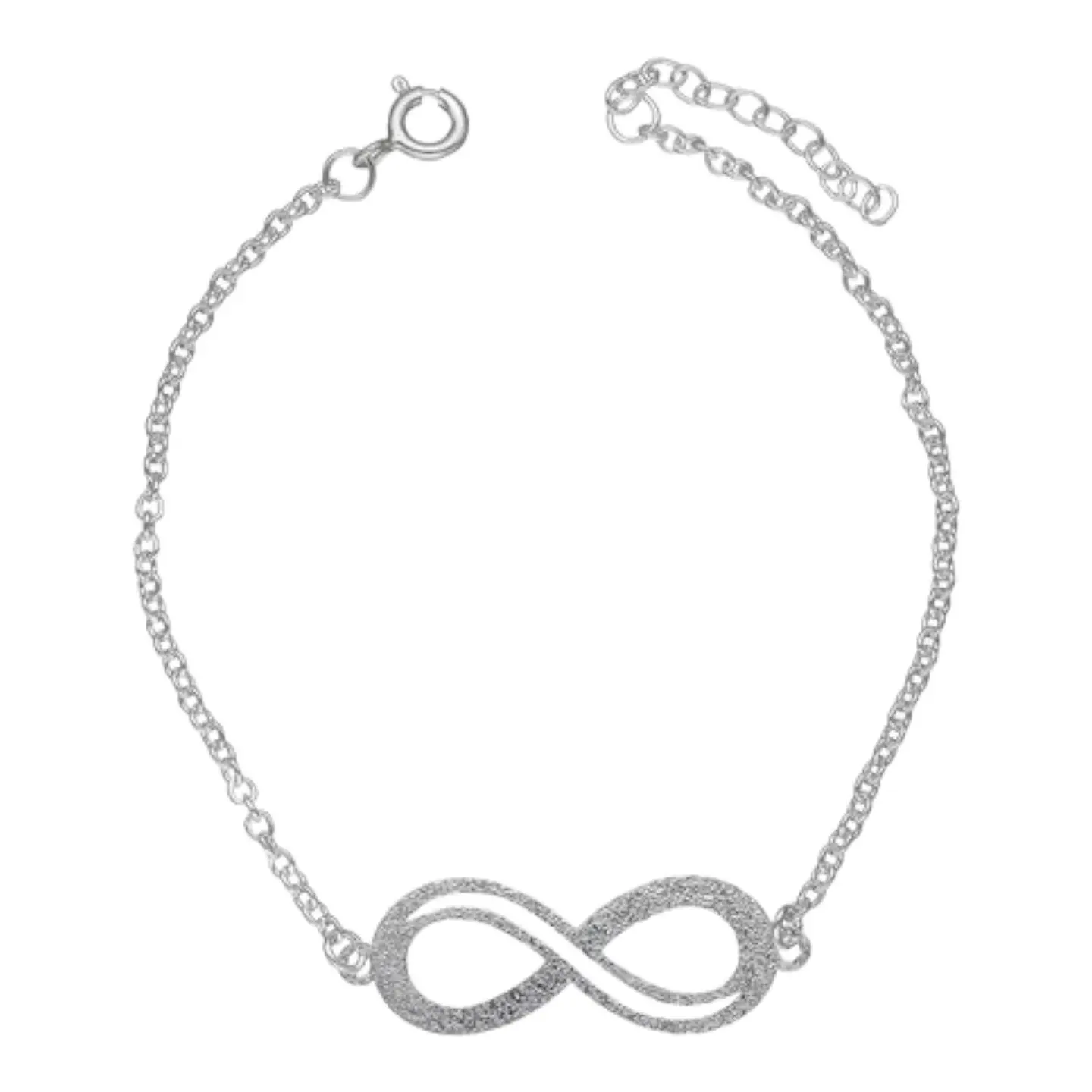 Pulsera infinito martillado 19cm + 3 cm de plata 925 1