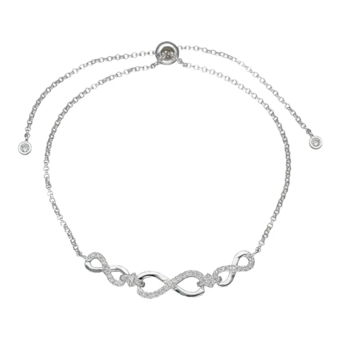 Pulsera ajustable hasta 80 mm infinitos circones de plata 925