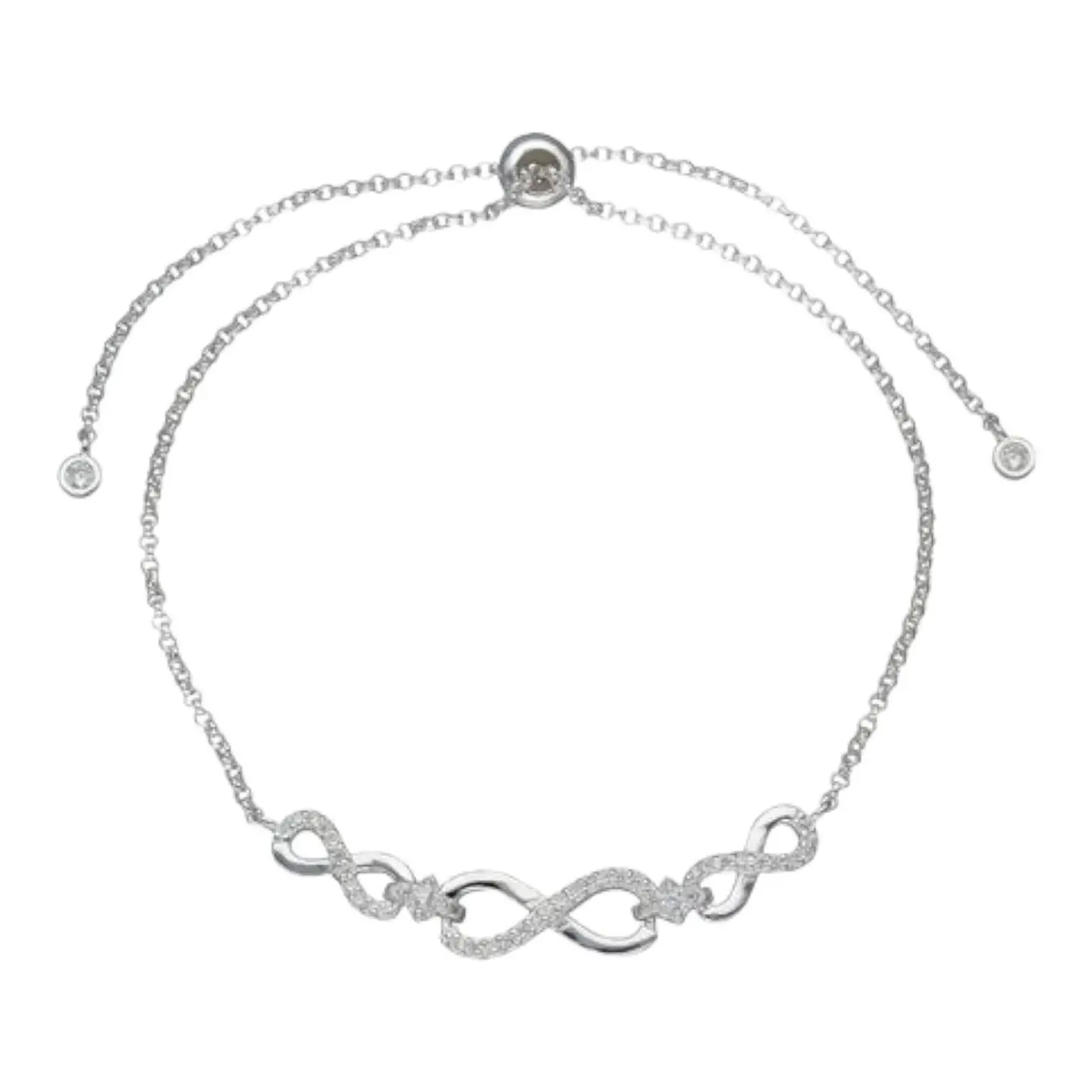 Pulsera ajustable hasta 80 mm infinitos circones de plata 925 1
