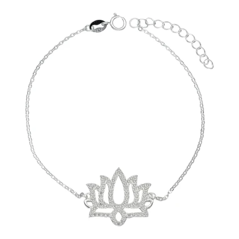 Pulsera flor de loto con circones de plata 925