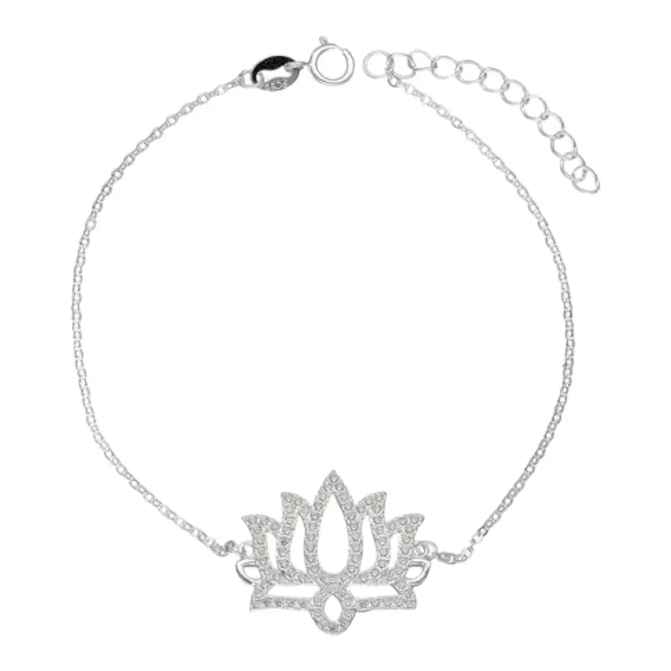 Pulsera flor de loto con circones de plata 925 1