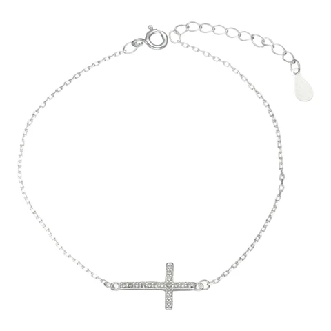 Pulsera cruz circones de plata 925
