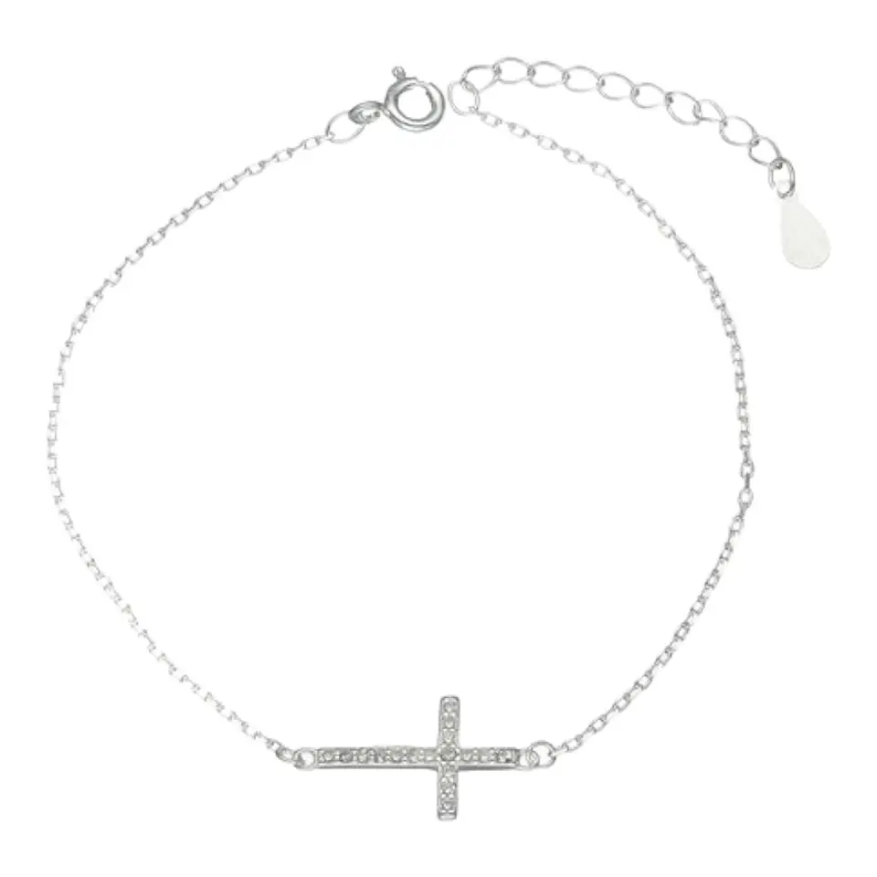 Pulsera cruz circones de plata 925 1
