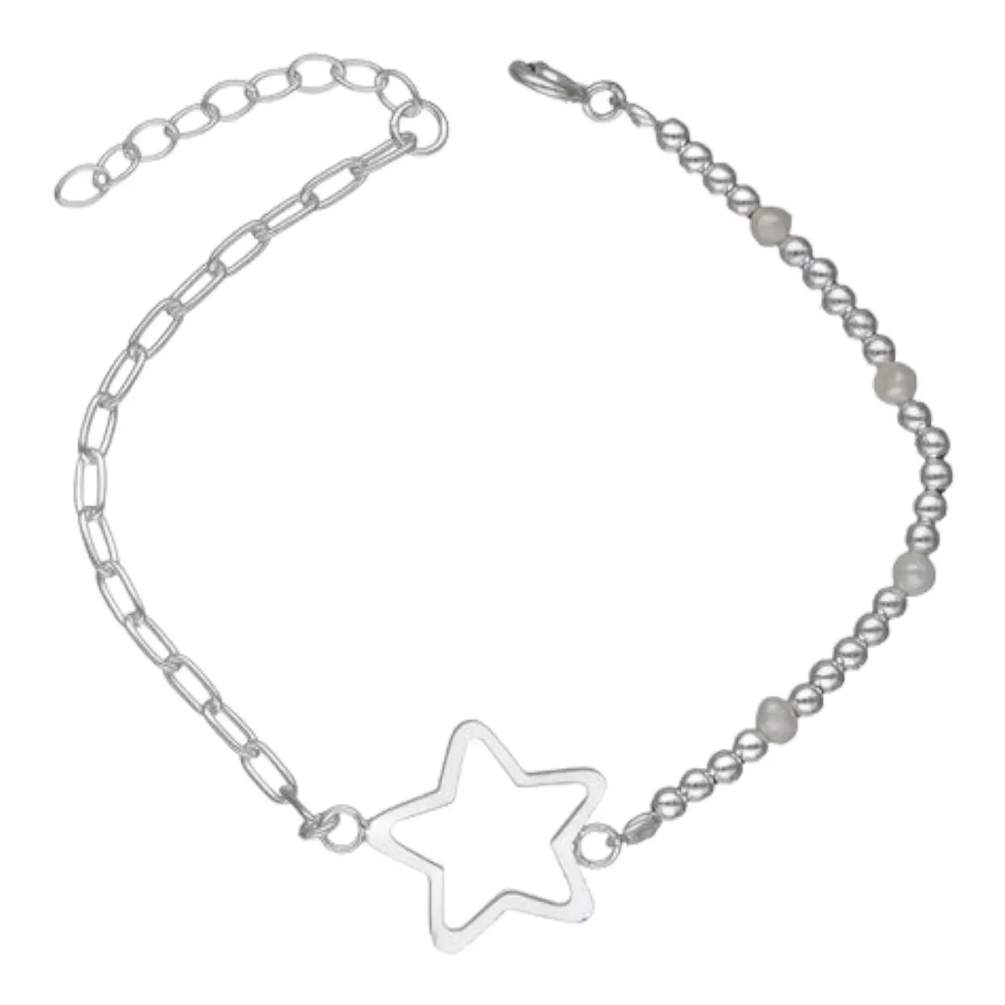 Pulsera estrella perlas esferas de plata 925 1