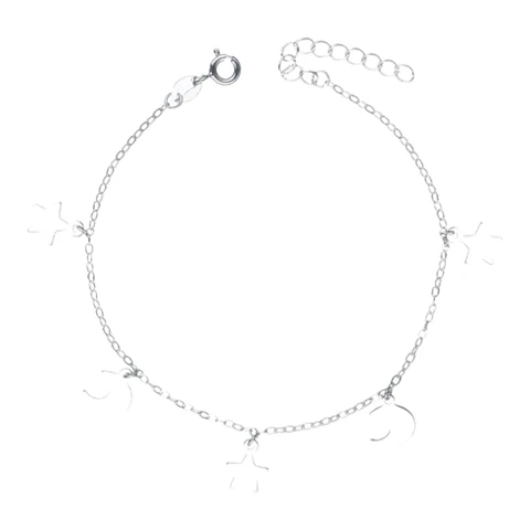 Pulsera media luna estrellas 20 cm de plata 925