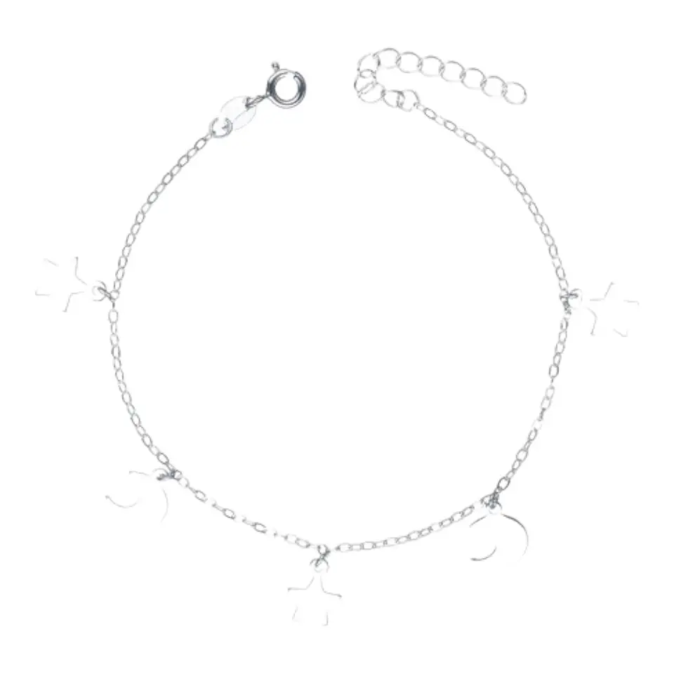 Pulsera media luna estrellas 20 cm de plata 925 1