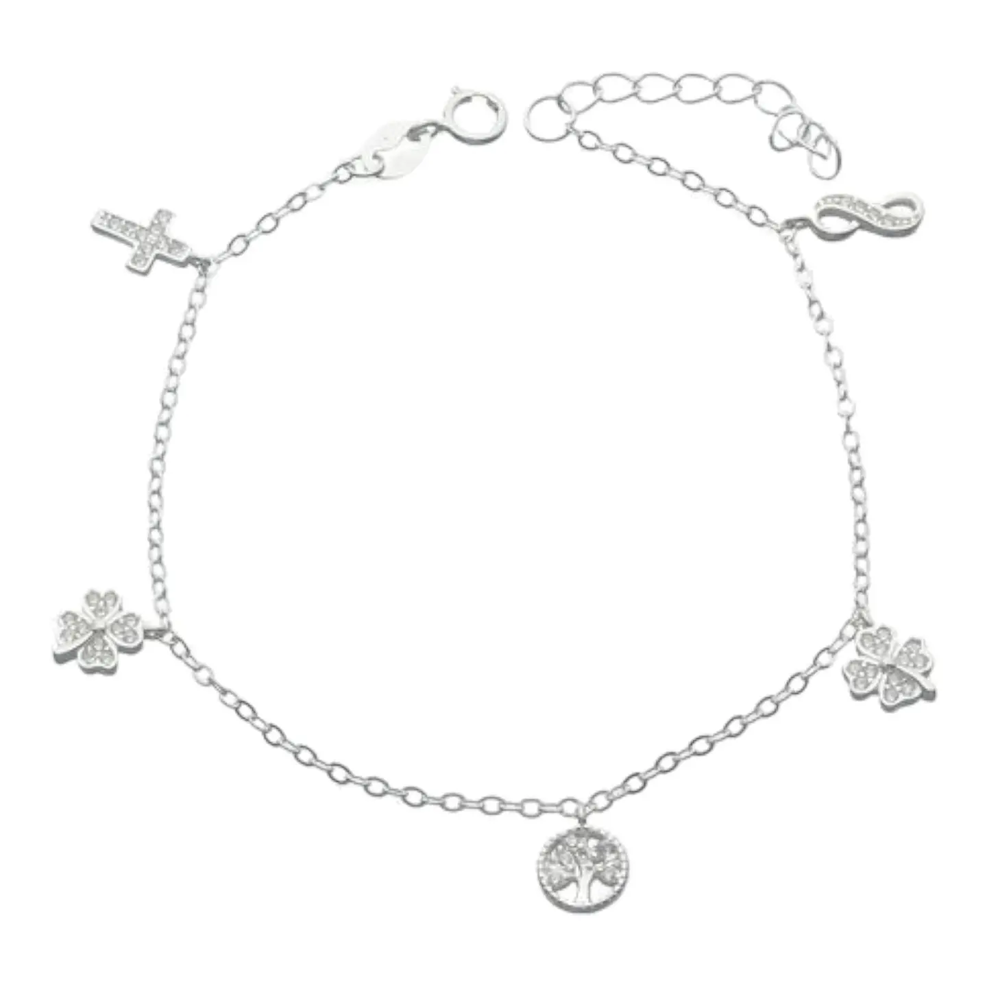Pulsera cruz trebol arbol infinito circones 1