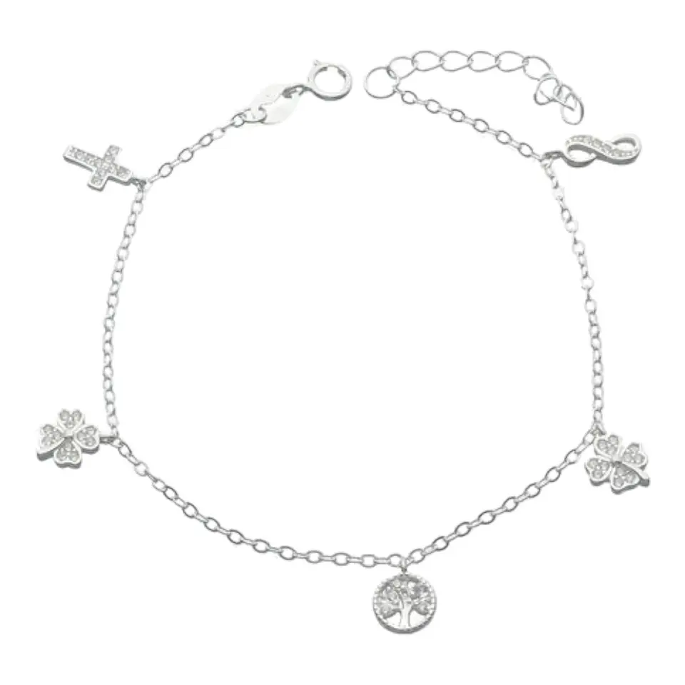 Pulsera cruz trebol arbol infinito circones 1