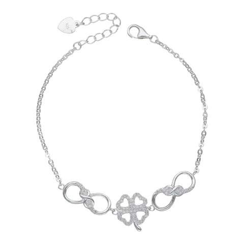 Pulsera trébol infinito circones de plata 925