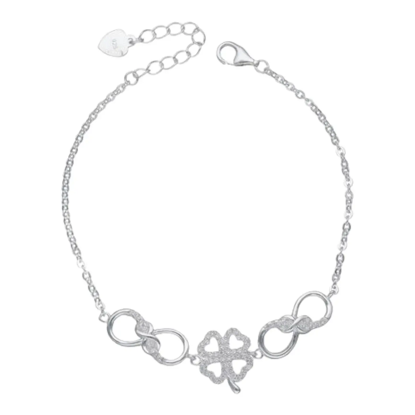 Pulsera trébol infinito circones de plata 925 1