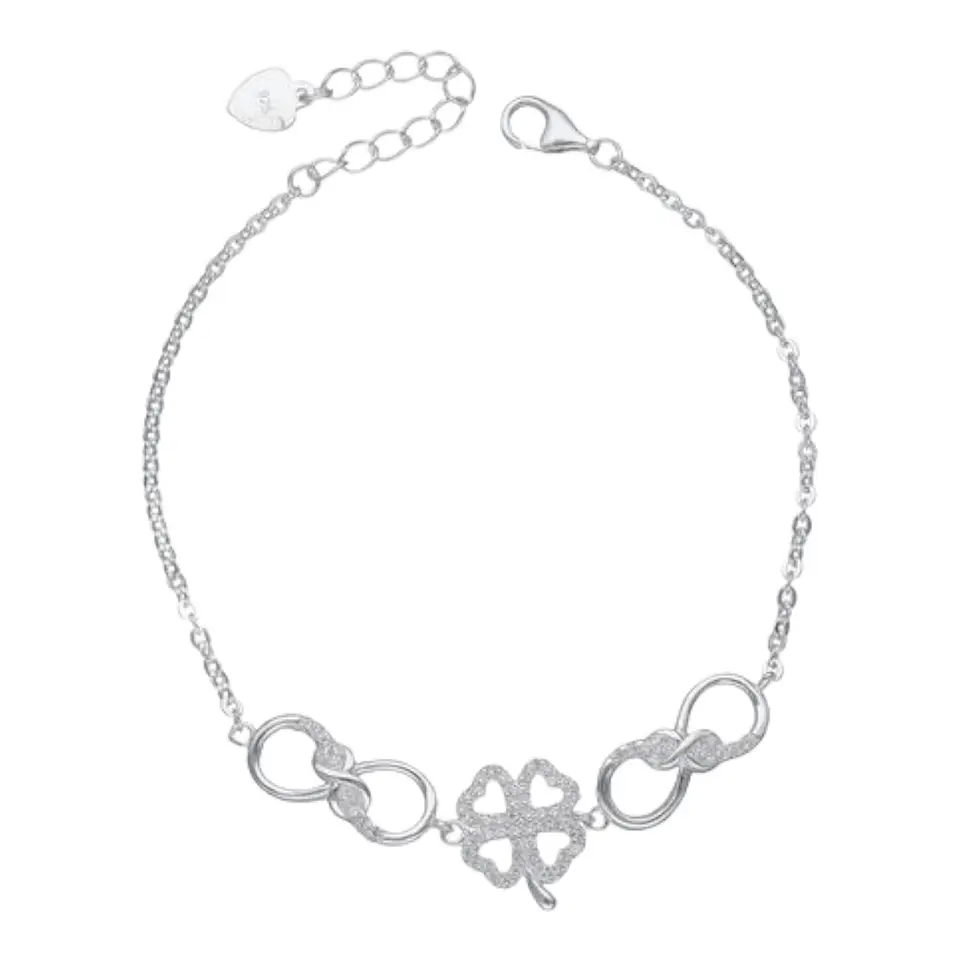 Pulsera trébol infinito circones de plata 925 1