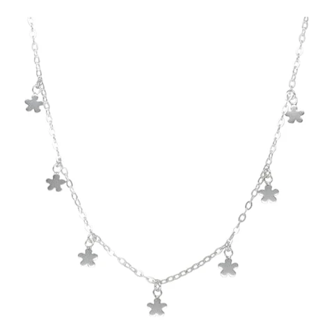 Collar choker ajustable flores 40 cm de plata 925