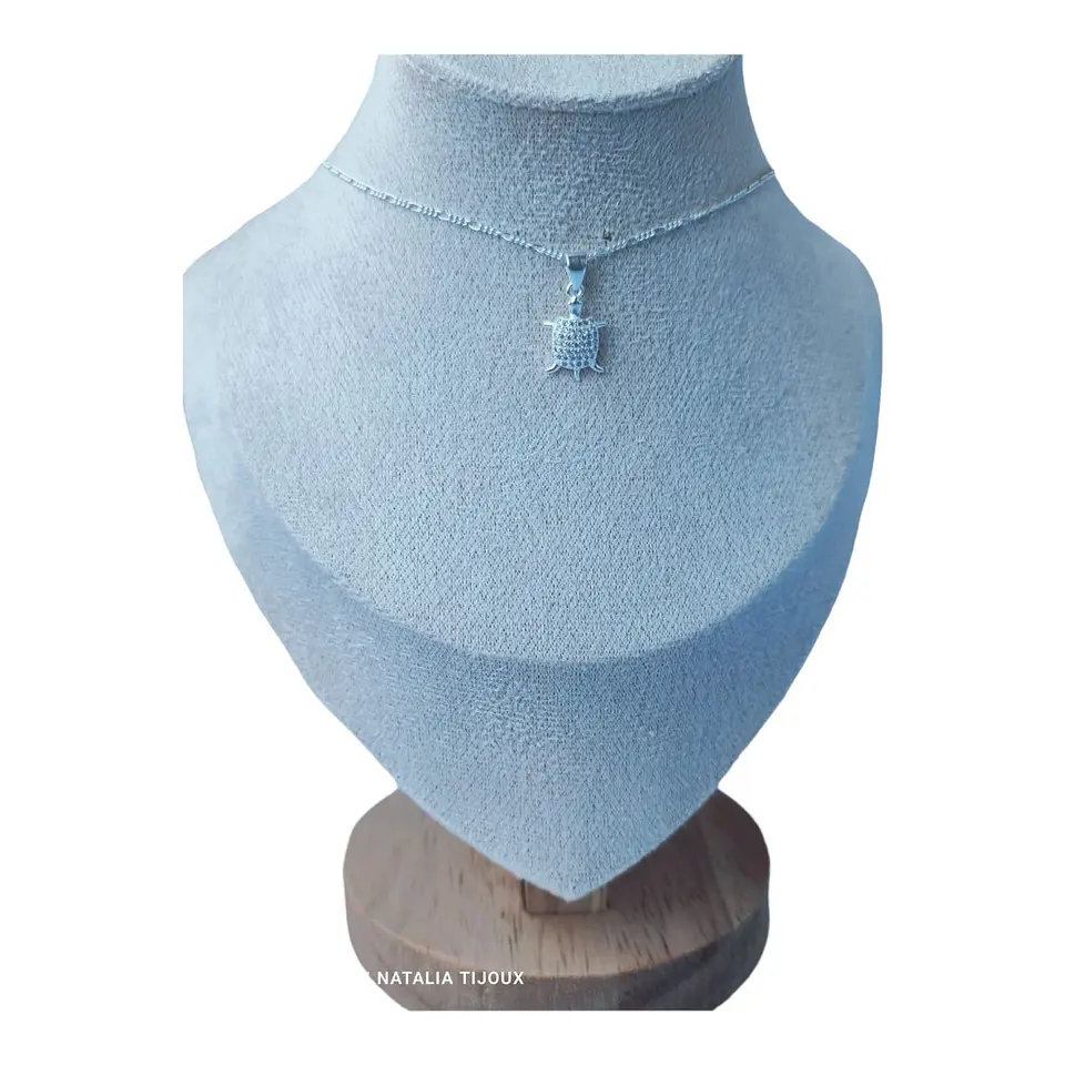 Cadena colgante tortuga con circones de plata 925 1