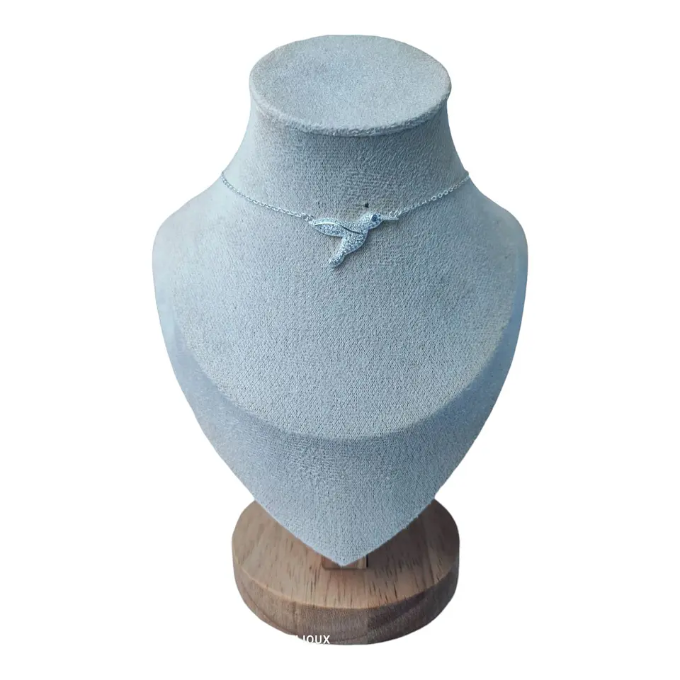 Collar colibrí circón agua marina de plata 925 1