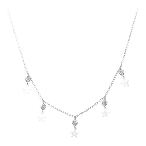 Collar circones estrellas colgante de plata 925