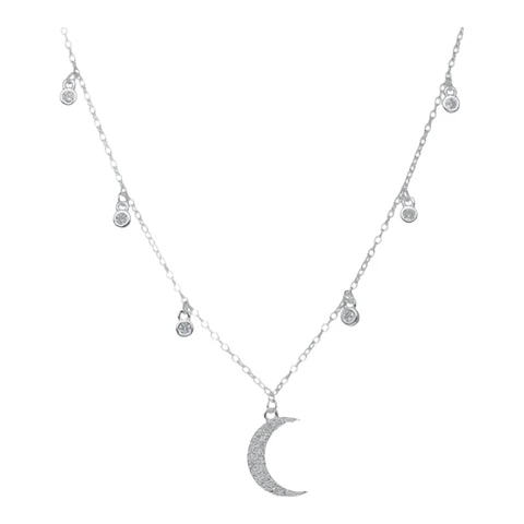 Collar media luna circones de plata 925