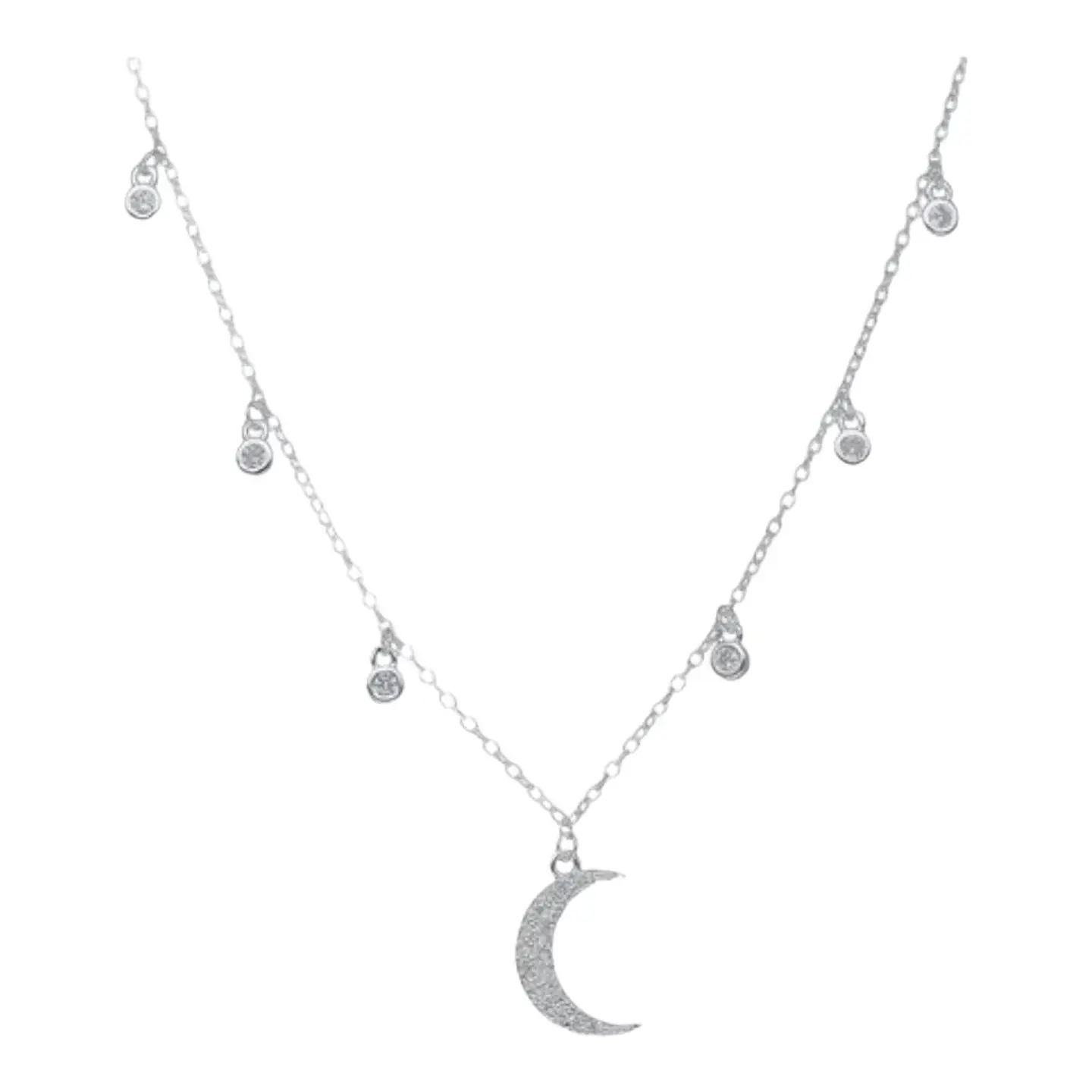 Collar media luna circones de plata 925 1