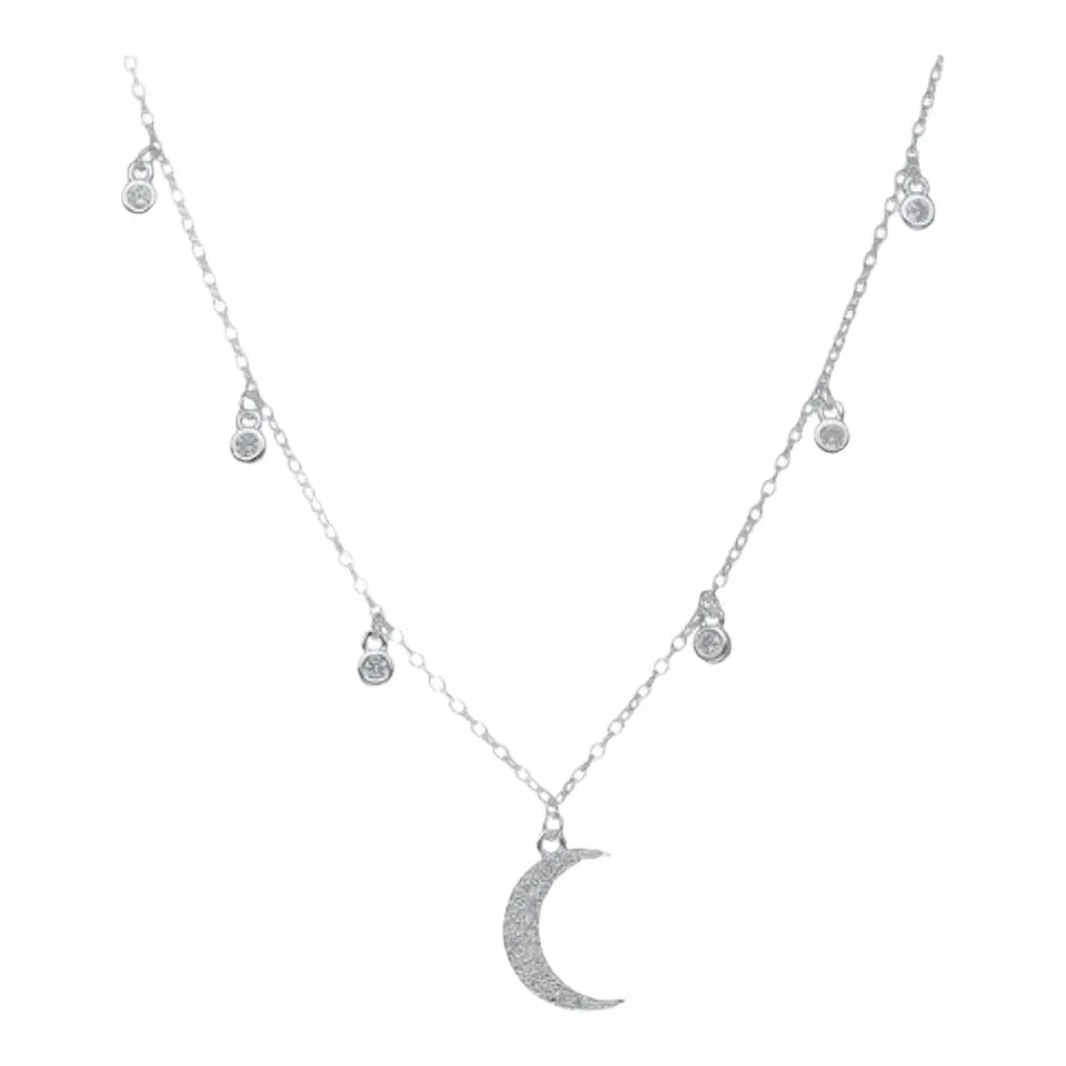 Collar media luna circones de plata 925 1