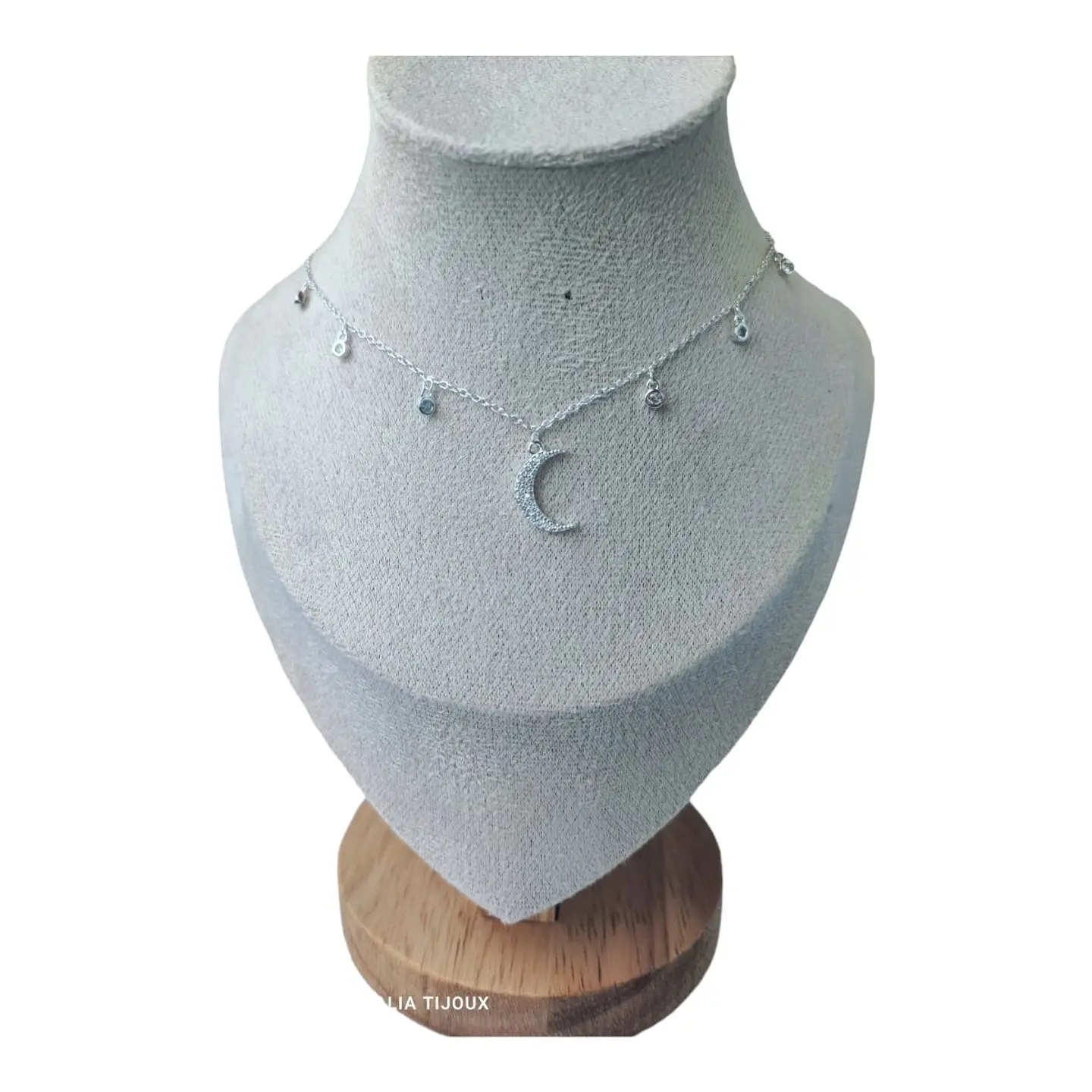 Collar media luna circones de plata 925 2
