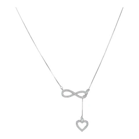 Collar infinito corazón circones de plata 925