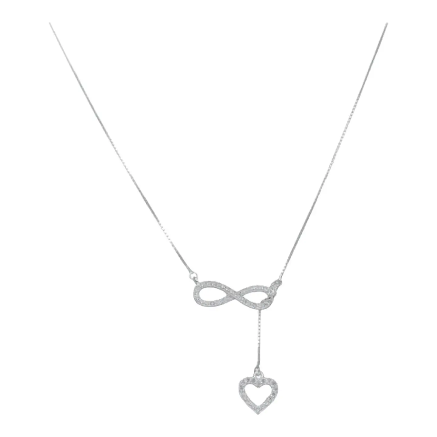 Collar infinito corazón circones de plata 925 1