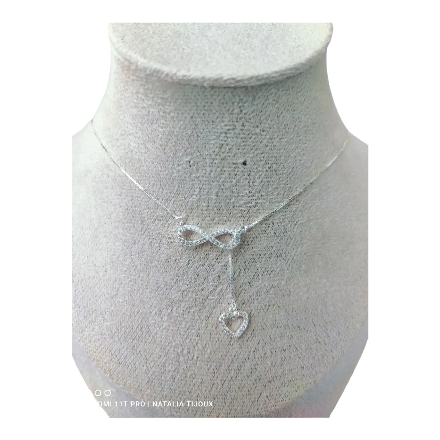 Collar infinito corazón circones de plata 925 3