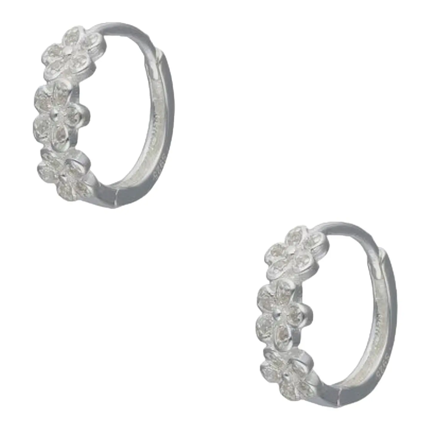 Aros argolla huggie flor circones de plata 925 1