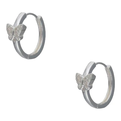 Aro argolla huggie mariposa circones de plata 925
