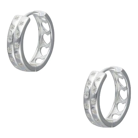 Aro argolla huggie corazones circones de plata 925