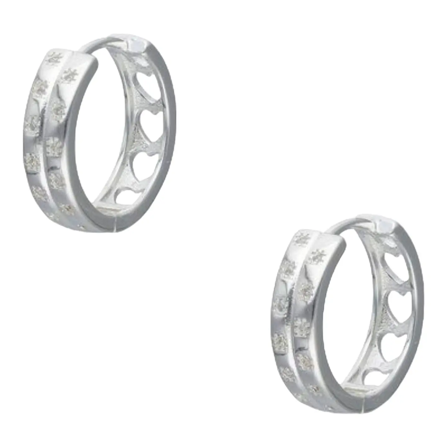 Aro argolla huggie corazones circones de plata 925 1