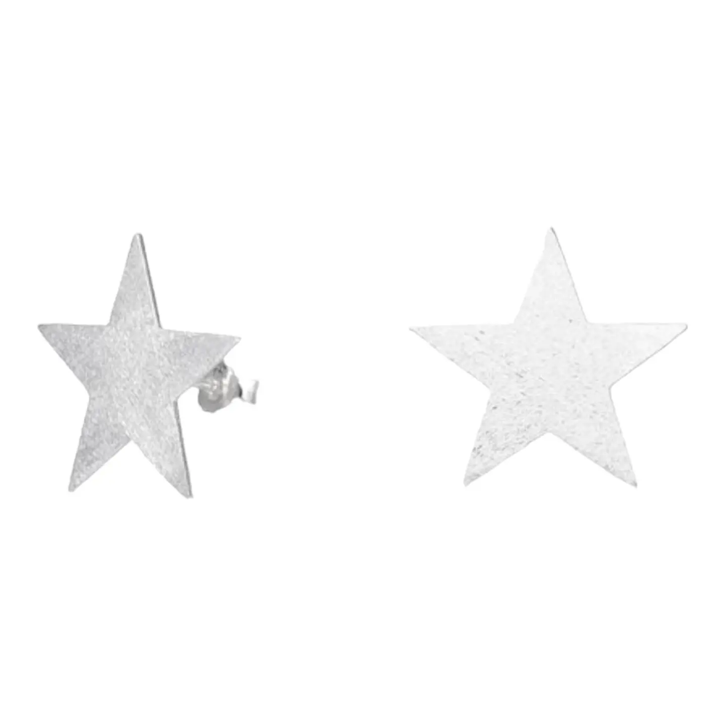 Aros maxi estrella satinada de plata 925 3