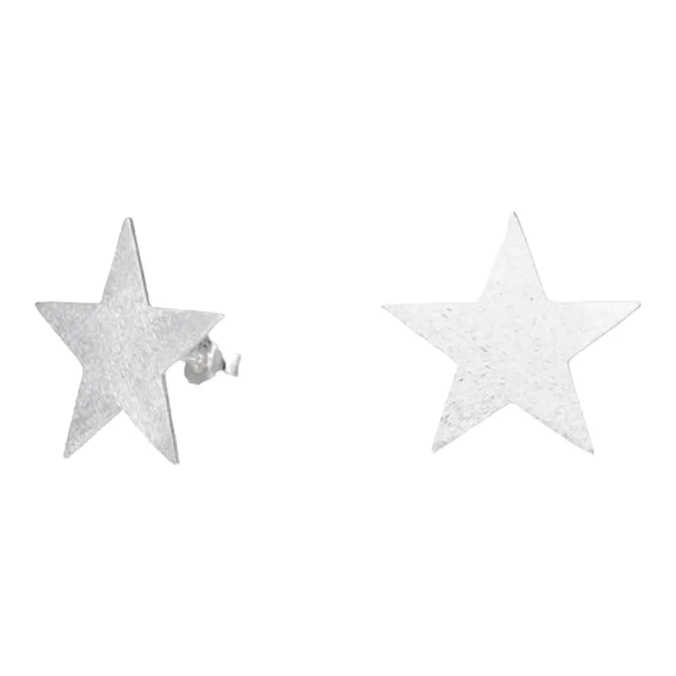 Aros maxi estrella satinada de plata 925 3