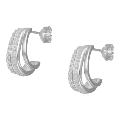 semi argolla triple circones baguette de plata 925