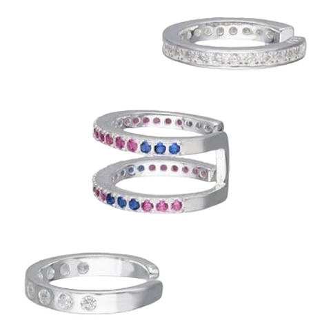 Set aros ear cuff circones multicolor de plata 925