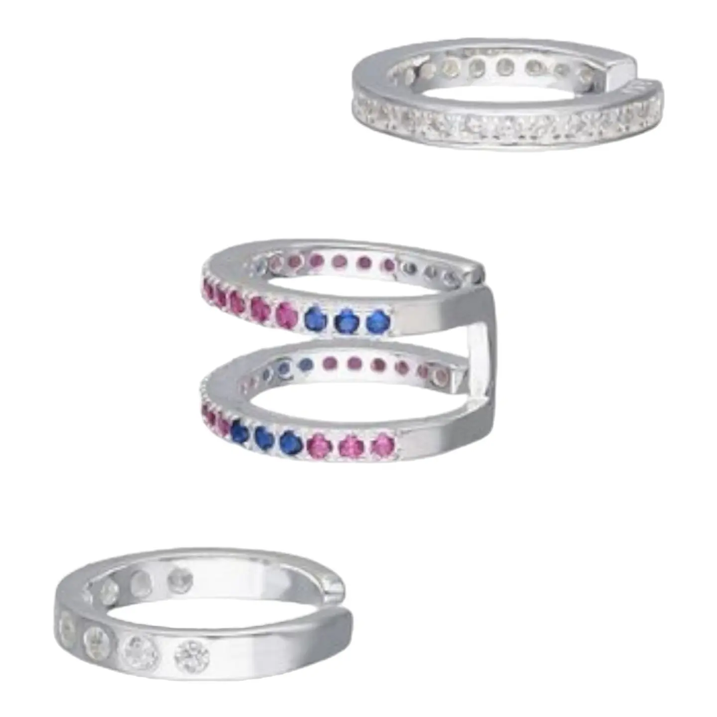 Set aros ear cuff circones multicolor de plata 925 1