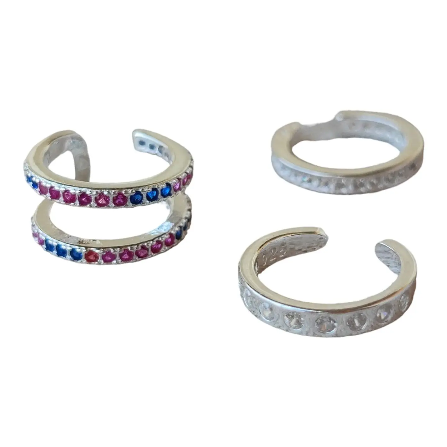 Set aros ear cuff circones multicolor de plata 925 2
