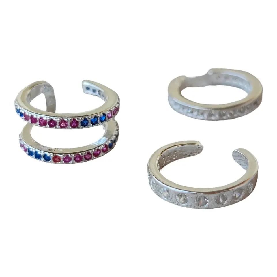 Set aros ear cuff circones multicolor de plata 925 2