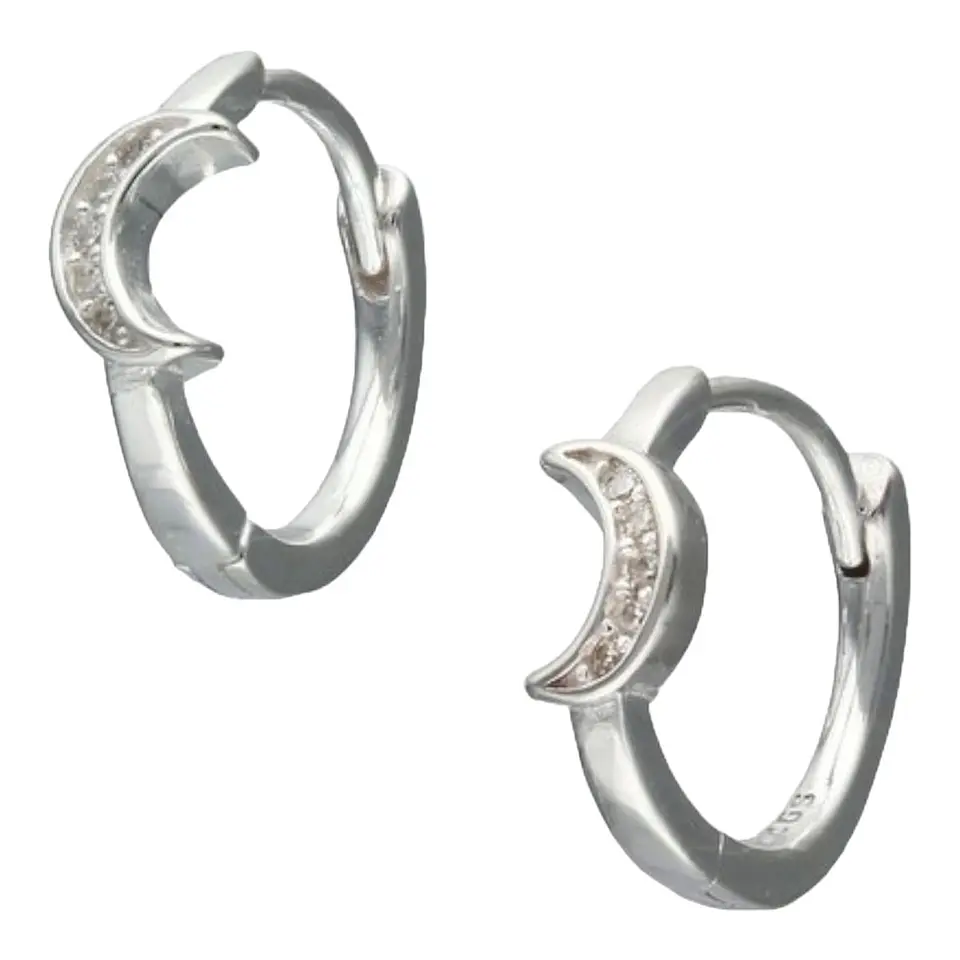 Aros argolla huggie media luna circones de plata 925 1