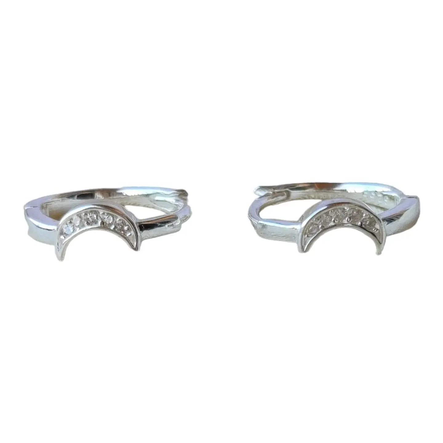 Aros argolla huggie media luna circones de plata 925 2