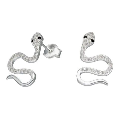Aros serpiente circones onix de plata 925