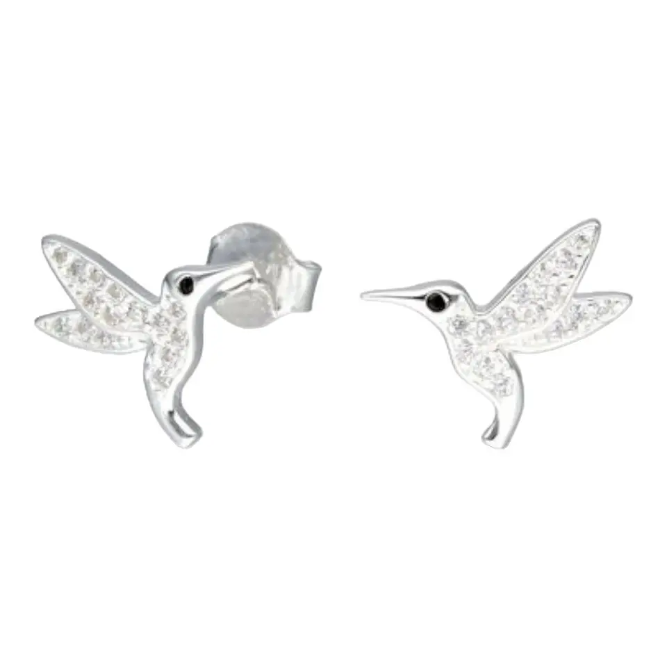 Aro colibrí circones onix de plata 925 1