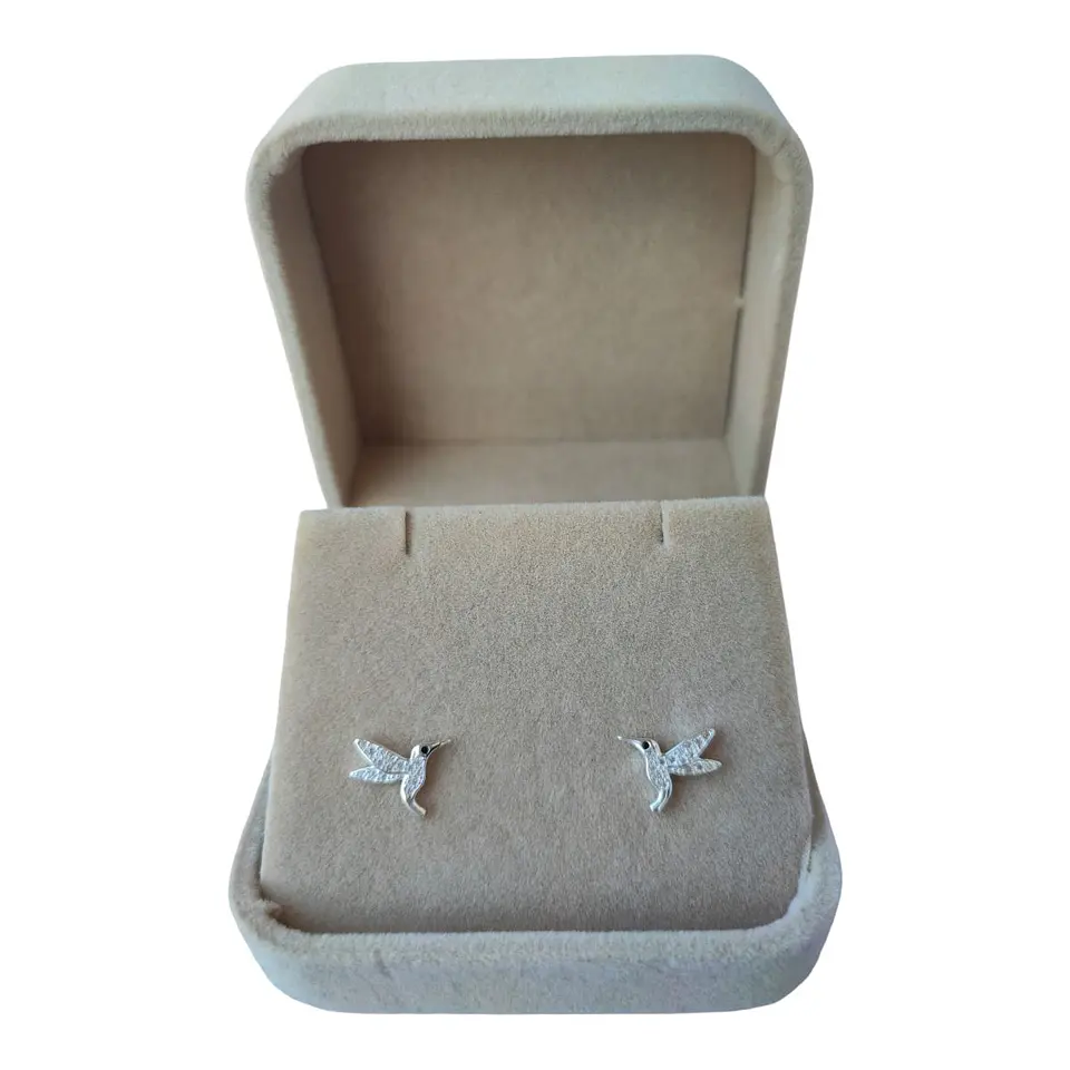 Aro colibrí circones onix de plata 925 2