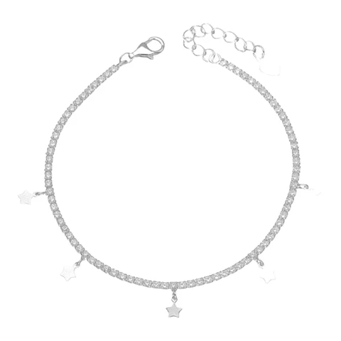 Pulsera estrellas circones tenis de plata 925