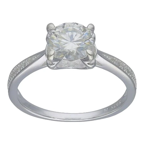 Anillo circones pave solitario de plata 925