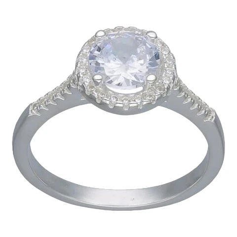 Anillo solitario circones pave de plata 925