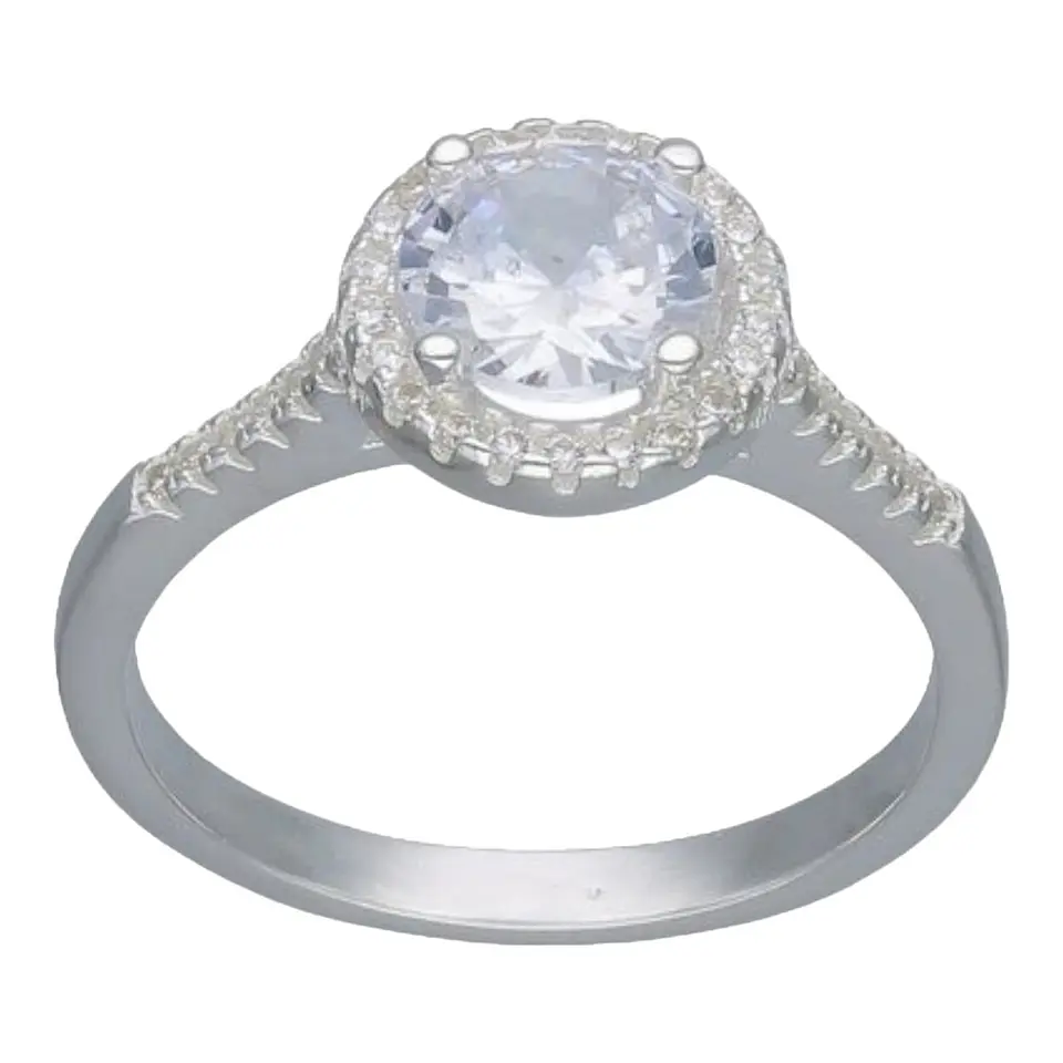Anillo solitario circones pave de plata 925 1