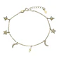Pulsera estrellas media luna circones de plata 925 bañada en oro 18 k - Miniatura 2