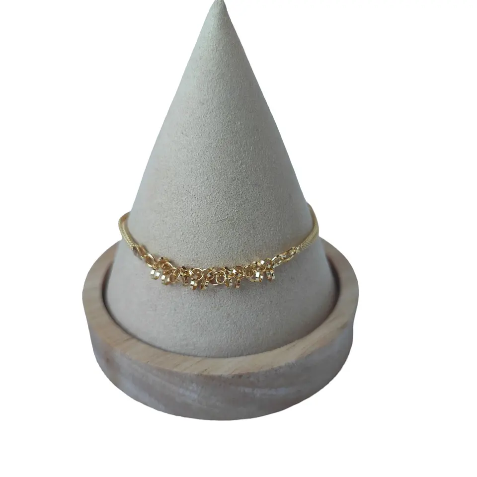 Pulsera espuma doble circulos de plata 925 bañada en oro de 18 k 1