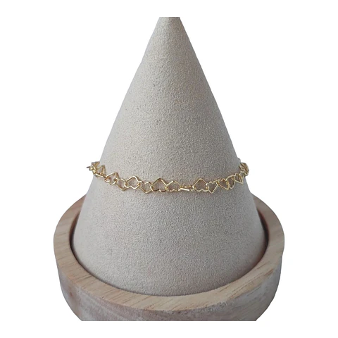Pulsera corazones entrelazados de plata 925 bañada en oro de 18 k