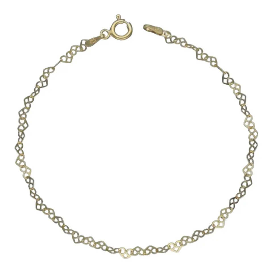 Pulsera corazones de plata 925 bañado en plata de 18 k 2
